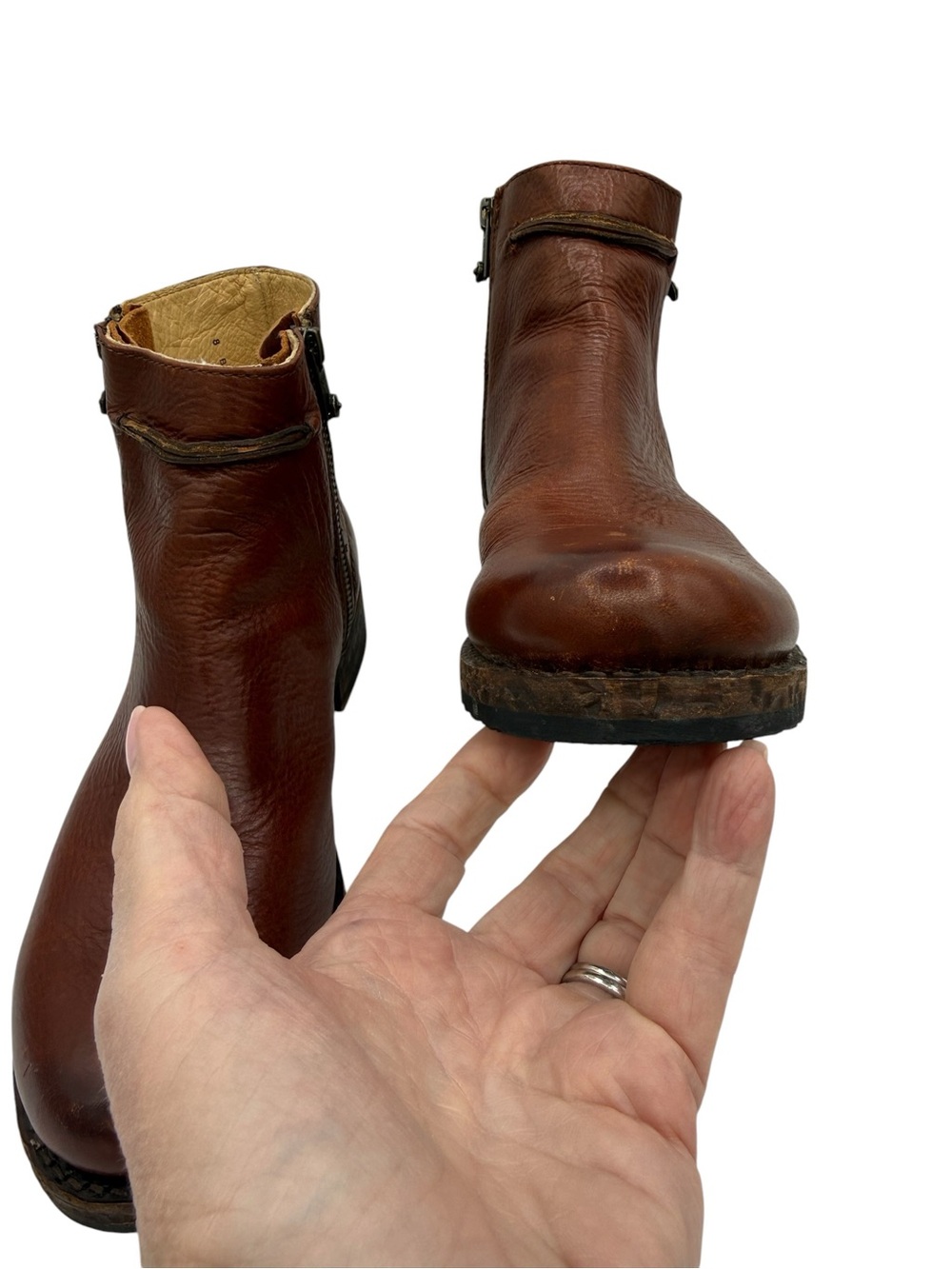 Frye Veronica Seam Leather Short Boots 8 Brown - Picture 7 of 16